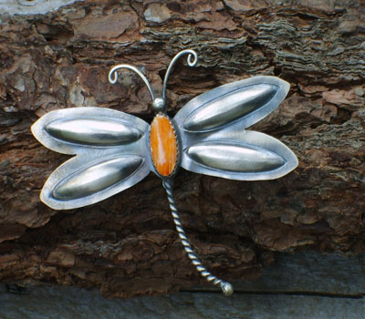 Native American Indian Pin - Orange Spiney Oyster Butterfly